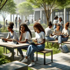 élèves utilisant des tablettes dans une école innovante à Dakar