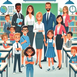 Illustration d'une équipe enseignante d'une école à Dakar