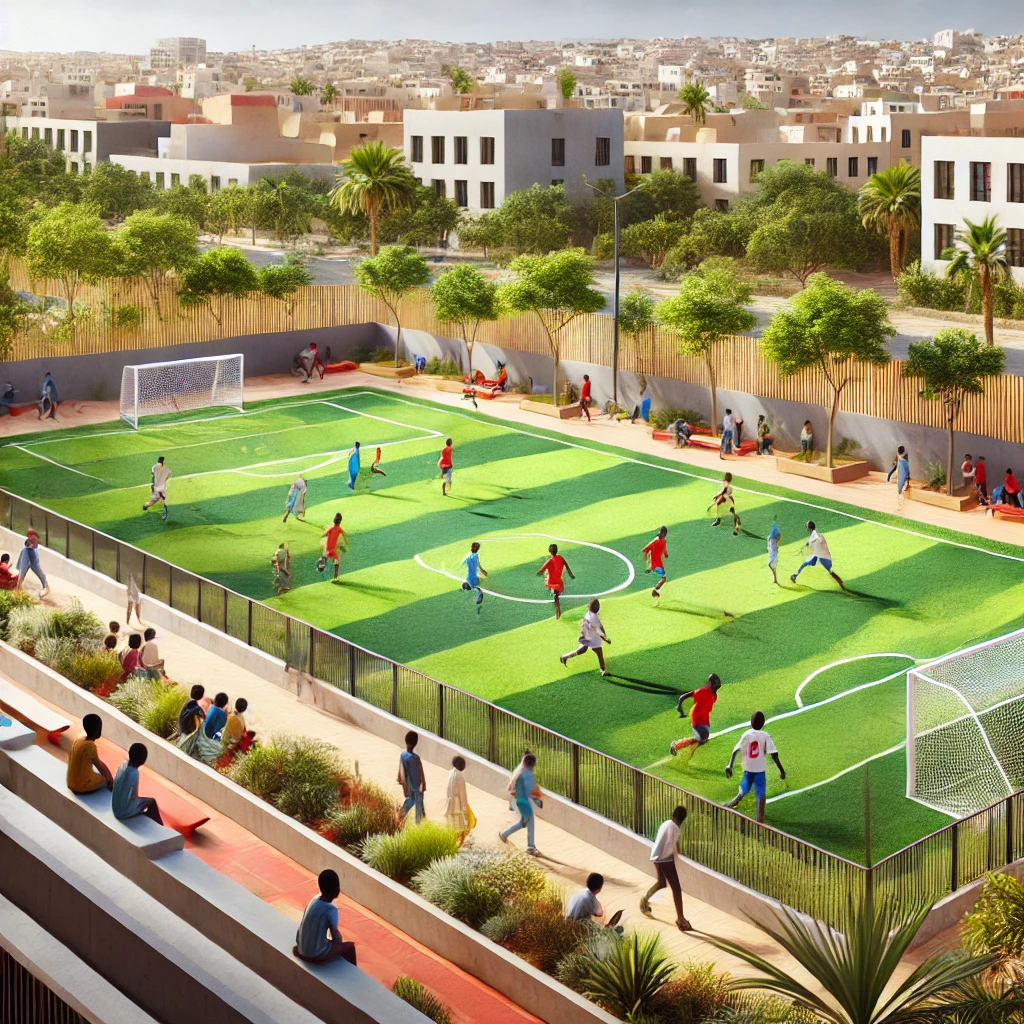 Terrain de football avec enfants à Dakar - KEUR MASSAR